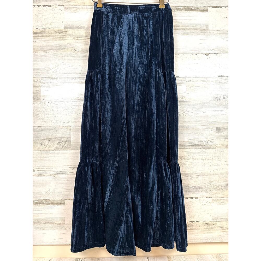 Natural Life Womens XS Blue Velvet Wide Leg Pants Boho Festival Chic